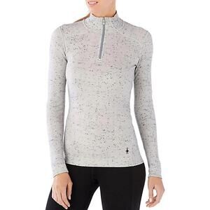 Smartwool Women's Merino 250 Base Layer 1/4 Zip Small Gray Beige Speckle